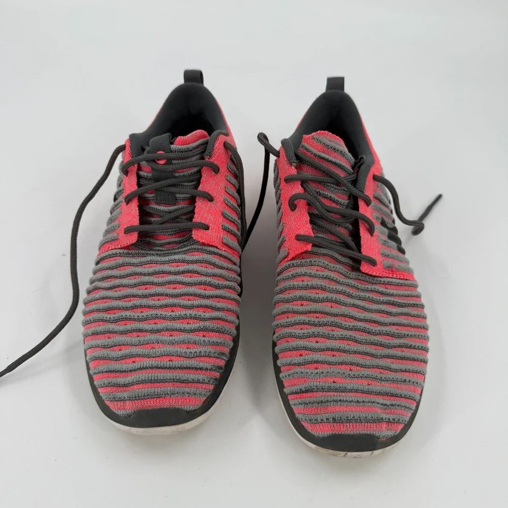 Nike Roshe Two Flyknit GS Running Shoes Youth 4Y Hot Punch Dark Gray 844620-601